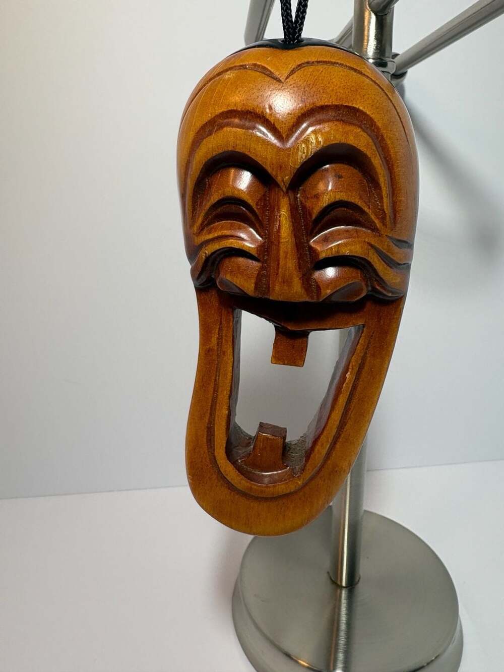 Vintage Hand Carved Wooden Korean Hahoe Mask Wall Hanging Folk Art